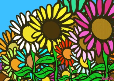数字艺术 标题为“Popping flowers” 由Kuli  Eita, 原创艺术品, 数字油画