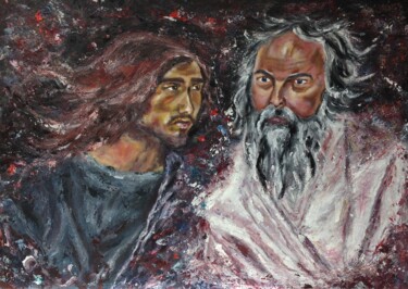 Картина под названием "Сократ с учеником" - Nadya Kulikova, Подлинное произведение искусства, Акрил