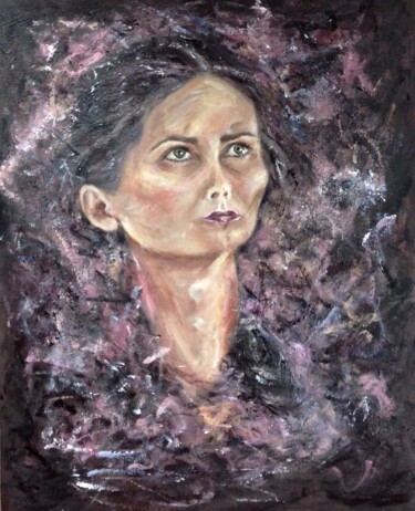 Pittura intitolato "Автопортрет" da Nadya Kulikova, Opera d'arte originale, Acrilico