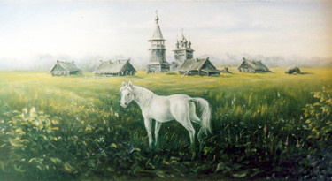 Картина под названием "Северное лето" - Николай Кулыгин, Подлинное произведение искусства, Масло