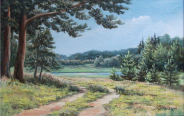Peinture intitulée "Вид на долину Тверцы" par Nikolai Kulygin, Œuvre d'art originale, Huile