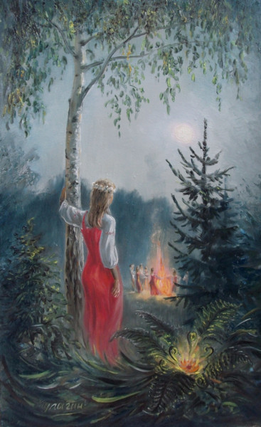 Peinture intitulée "Ночь на " Ивана куп…" par Nikolai Kulygin, Œuvre d'art originale, Huile