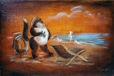Painting titled "Спасатель" by Nikolai Kulygin, Original Artwork, Oil