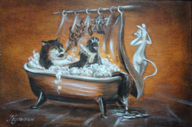 Картина под названием "Пою хорошо, но долго" - Николай Кулыгин, Подлинное произведение искусства, Масло