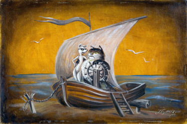 Картина под названием "Фото с подругой на…" - Николай Кулыгин, Подлинное произведение искусства, Масло