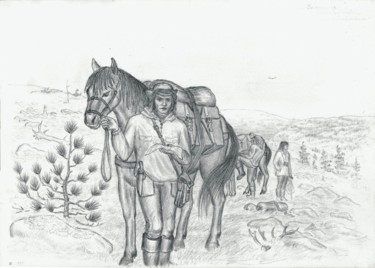 Drawing titled "За туманом и за зап…" by Nikolai Kulygin, Original Artwork, Pencil