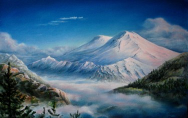 Peinture intitulée "Кавказ Гора Эльбрус…" par Nikolai Kulygin, Œuvre d'art originale, Huile