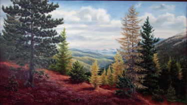 Картина под названием "Осень в Саянах" - Николай Кулыгин, Подлинное произведение искусства, Масло