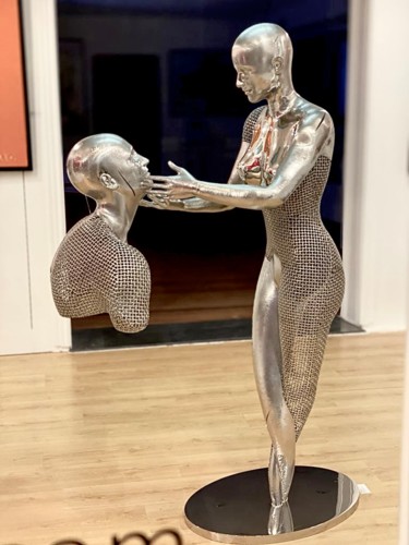 Escultura intitulada "Une main tendue" por Kuman, Obras de arte originais, Aço inoxidável