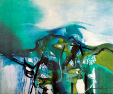 Pintura titulada "Landscape Work" por Kumara Rathnayaka, Obra de arte original, Acrílico Montado en Bastidor de camilla de m…