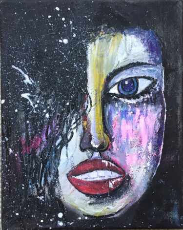 Ζωγραφική με τίτλο "Face Like Hers" από Kumi Muttu, Αυθεντικά έργα τέχνης, Ακρυλικό