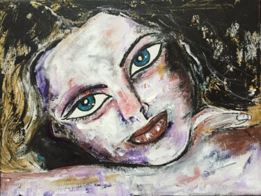 Malerei mit dem Titel "Lovely Face" von Kumi Muttu, Original-Kunstwerk, Acryl