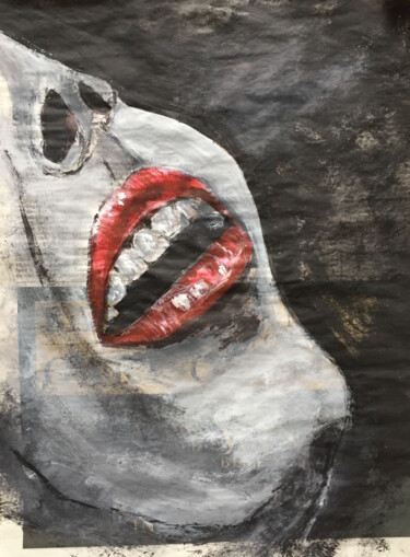 Peinture intitulée "Lips Study I" par Kumi Muttu, Œuvre d'art originale, Acrylique