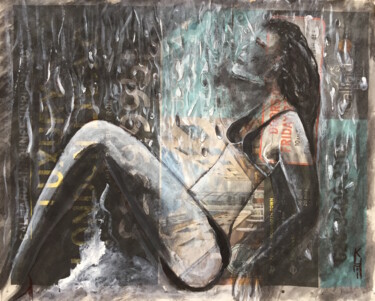 Painting titled "Rain II" by Kumi Muttu, Original Artwork, Acrylic