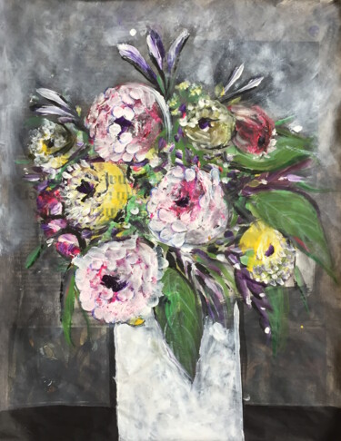 Malerei mit dem Titel "Flower Study III" von Kumi Muttu, Original-Kunstwerk, Acryl