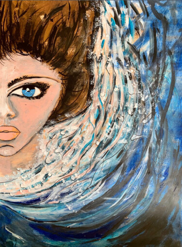 Schilderij getiteld "Floating on Water II" door Kumi Muttu, Origineel Kunstwerk, Acryl