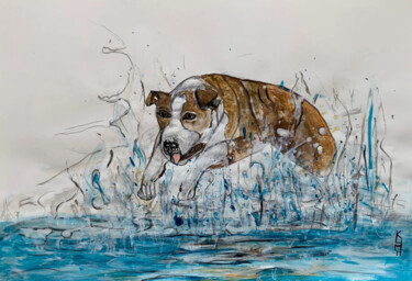 Картина под названием "Dog I" - Kumi Muttu, Подлинное произведение искусства, Акрил