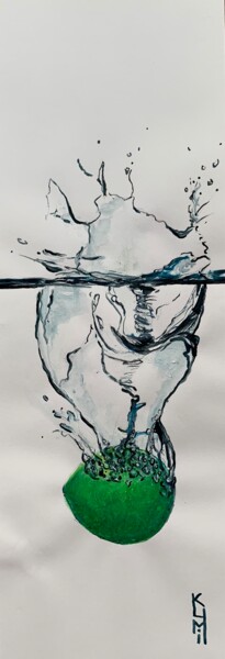 Malerei mit dem Titel "Splashing Lime" von Kumi Muttu, Original-Kunstwerk, Acryl