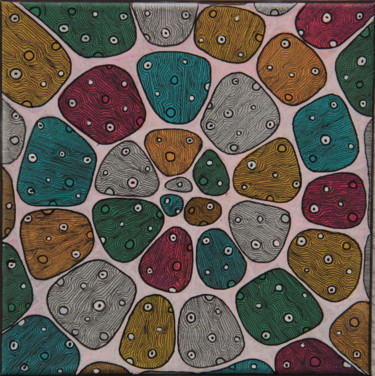 Peinture intitulée "Coloured Stones Spi…" par Kunaku, Œuvre d'art originale, Acrylique