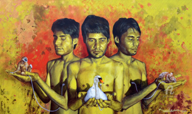 Pittura intitolato "sync emotion" da Kunal Jain, Opera d'arte originale, Acrilico