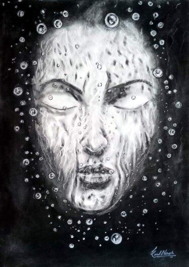 Dessin intitulée "Underwater Dreams" par Kunal Nandi, Œuvre d'art originale, Fusain