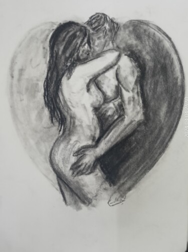 Dibujo titulada "LOVE" por Kunal Nandi, Obra de arte original, Carbón