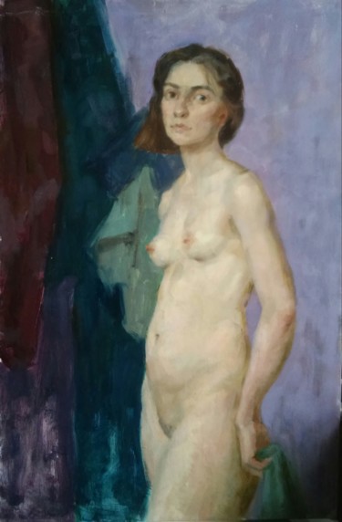 Pintura titulada "Nude on purple" por Inna Kunitzina, Obra de arte original, Oleo