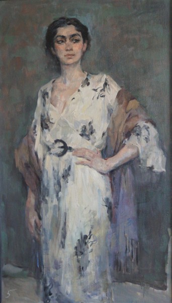 Painting titled "Armenian girl" by Inna Kunitzina, Original Artwork, Oil