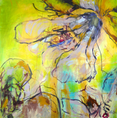 Картина под названием "YIN" - Merita Seitz, Подлинное произведение искусства, Акрил Установлен на Деревянная рама для носилок
