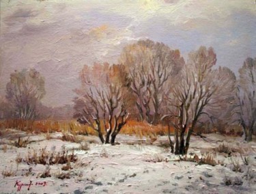 Картина под названием "Зимний этюд возле Р…" - Yury Kurako, Подлинное произведение искусства