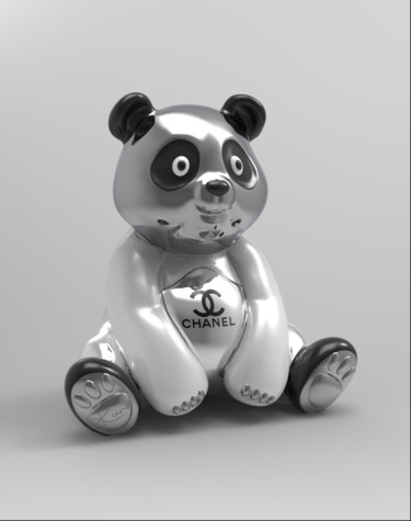Sculpture intitulée "Panda Kuro White Ch…" par Thibault Kuro, Œuvre d'art originale, Résine
