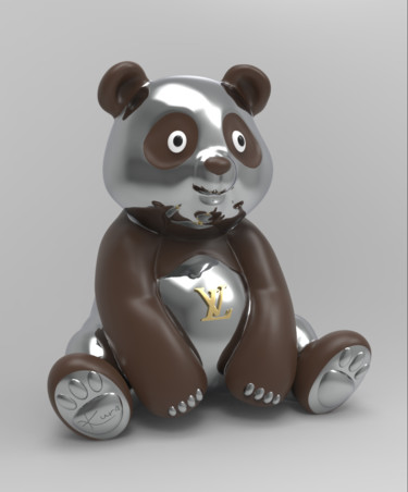 Escultura titulada "Panda Kuro Brown Lo…" por Thibault Kuro, Obra de arte original, Resina