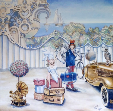 Картина под названием "Путешествие" - Виталий Курортный, Подлинное произведение искусства, Масло