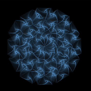 Digital Arts titled "Circle of blue rays" by Kurotory, Original Artwork, 2D Digital Work