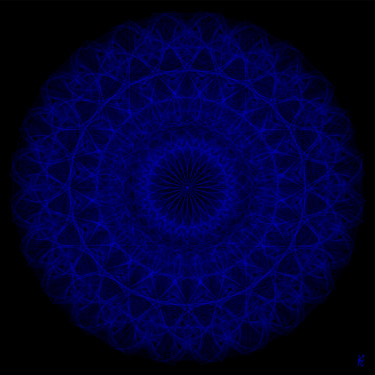 Digitale Kunst getiteld "Blue mandala" door Kurotory, Origineel Kunstwerk, 2D Digital Work