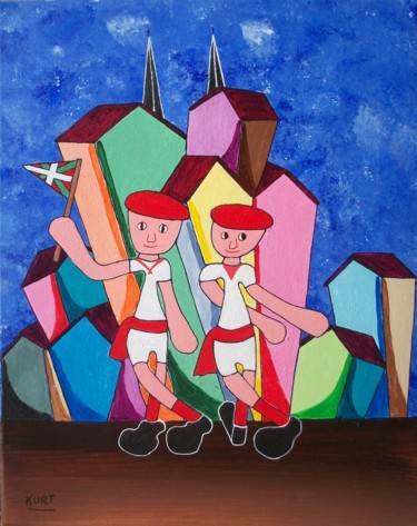 Baiona City Peinture intitulée "Baiona City" par Didier Dordeins, Œuvre d'art originale, Acrylique Monté sur Châssis