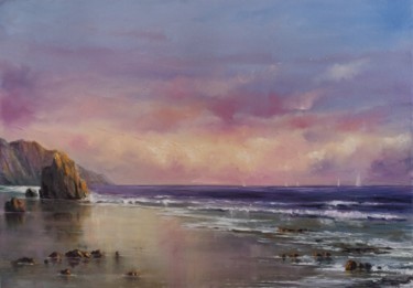 Painting titled "sunset paints" by Marina Kusraeva, Original Artwork, Oil