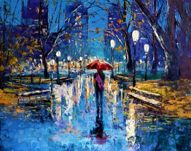 Картина под названием "Вечер в парке" - Сергей Ефремов, Подлинное произведение искусства, Масло