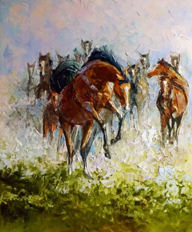 Painting titled "Кобылица" by Sergei Efremov, Original Artwork, Oil