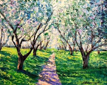 Картина под названием "Дорожка в яблоневый…" - Сергей Ефремов, Подлинное произведение искусства, картон