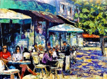 Peinture intitulée "Летнее, кафе" par Sergei Efremov, Œuvre d'art originale, Huile