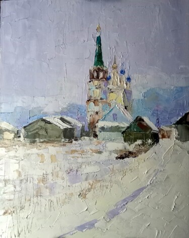 Painting titled "зимнее безмолвие" by Sergei Efremov, Original Artwork, Oil