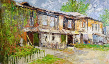 Картина под названием "Старый дворик." - Сергей Ефремов, Подлинное произведение искусства, Масло