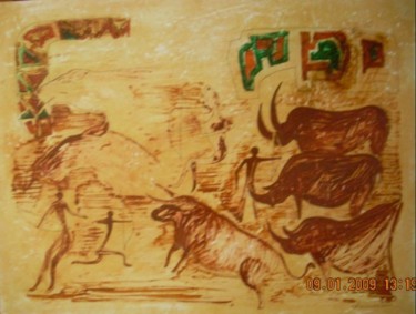 Disegno intitolato "Охота" da Sergei Efremov, Opera d'arte originale
