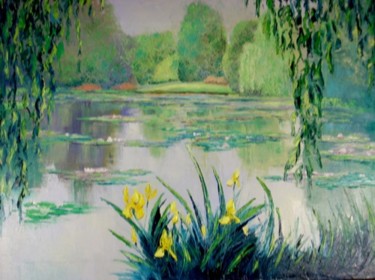 Painting titled "Пруд" by Sergei Efremov, Original Artwork, Oil