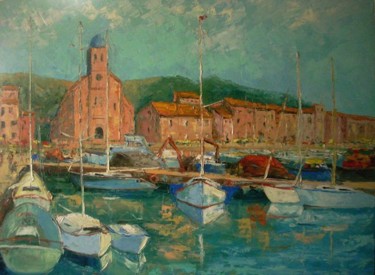 Painting titled "Порт Vendres" by Sergei Efremov, Original Artwork, Oil