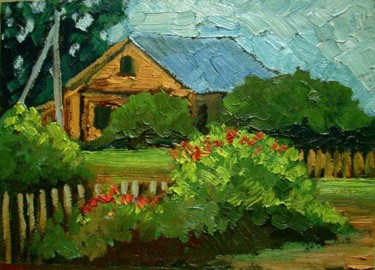 Картина под названием "этюд.деревня Понкра…" - Сергей Ефремов, Подлинное произведение искусства