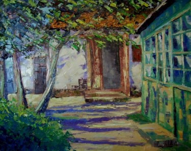 Картина под названием "Южный дворик" - Сергей Ефремов, Подлинное произведение искусства, Масло