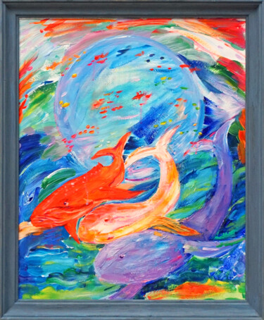 Peinture intitulée "Земля, космос, три…" par Tatiana Kuzmina, Œuvre d'art originale, Acrylique
