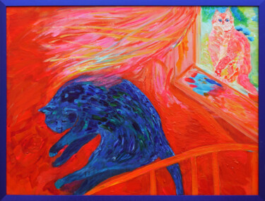 Ζωγραφική με τίτλο "Любовь кота Бориса" από Татьяна Кузьмина, Αυθεντικά έργα τέχνης, Ακρυλικό